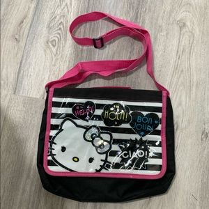 Hello kitty satchel bag with black and white stripes 💼